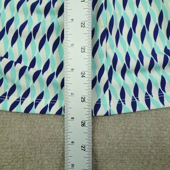 Liz Claiborne Womens Large Polyester Blend Blue Graphic Print Ruched Neck Blouse - Picture 6 of 6